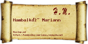 Hambalkó Mariann névjegykártya